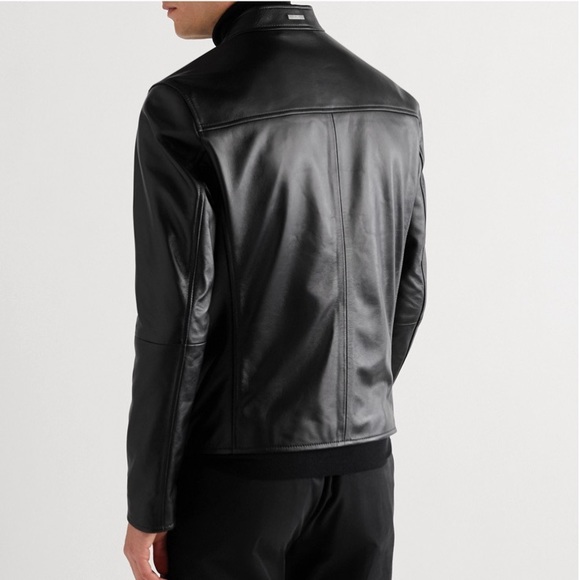 BOSS Nokuri Lambskin Leather Biker Jacket - Picture 4 of 16